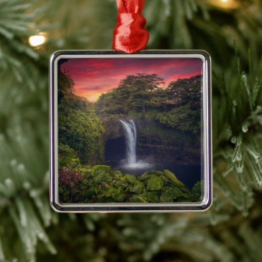 Waterval | Rainbow-Herfsten, Hilo, Hawaii Metalen Ornament (Boom)