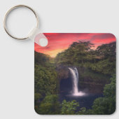 Waterval | Rainbow-Herfsten, Hilo, Hawaii Sleutelhanger (Voorkant)