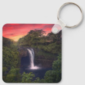 Waterval | Rainbow-Herfsten, Hilo, Hawaii Sleutelhanger (Achterkant)