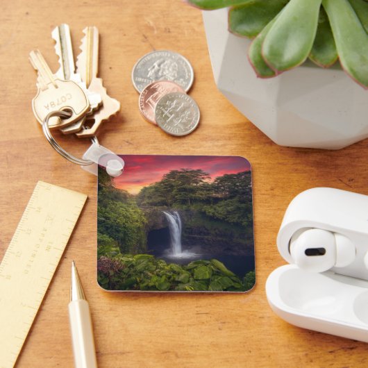 Waterval | Rainbow-Herfsten, Hilo, Hawaii Sleutelhanger (Bureau)
