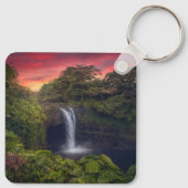 Waterval | Rainbow-Herfsten, Hilo, Hawaii Sleutelhanger (Achterkant)
