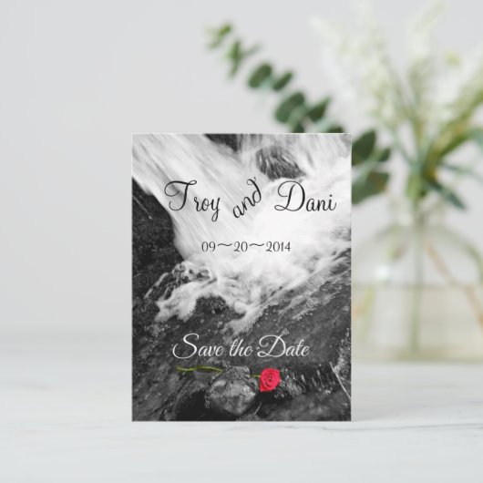 Waterval & Roos - Save the Date Aankondigingskaart (Staand voorkant)