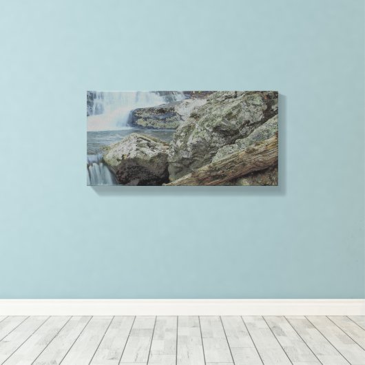 Waterval, rotsen en een beek canvas afdruk (Insitu (Houten vloer))