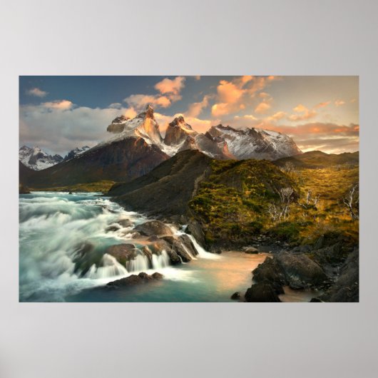 Waterval | Salto Grade Waterfall Patagonia Chili Poster (Voorkant)