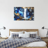 Waterval Scenery Blauw & Wit Premium Paint Art Canvas Afdruk (Insitu (Slaapkamer))
