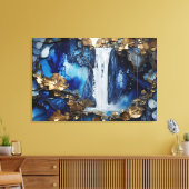 Waterval Scenery Blauw & Wit Premium Paint Art Canvas Afdruk (Insitu (Woonkamer))
