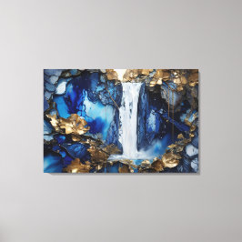 Waterval Scenery Blauw & Wit Premium Paint Art Canvas Afdruk