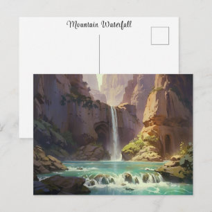 Waterval Schilderij Bergen Kleurrijke Waterstroom Briefkaart