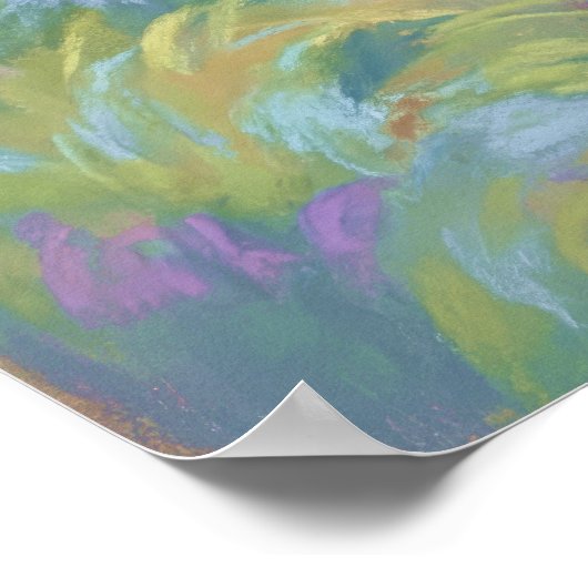 Waterval Serene Cliff - Kunst in pastelkleurige sc Poster (Hoek)