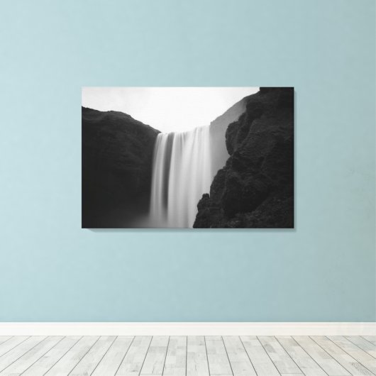 Waterval | Skogafoss Waterfall, IJsland Canvas Afdruk (Insitu (Houten vloer))