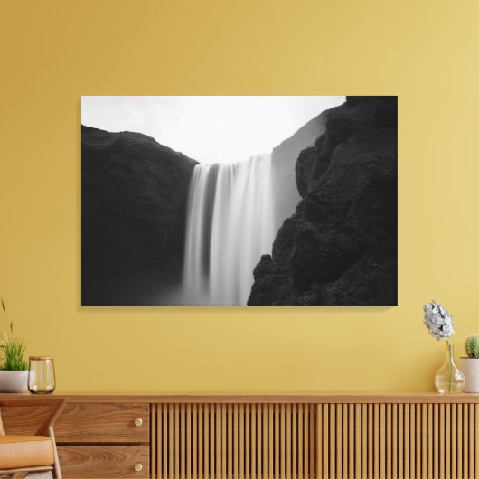 Waterval | Skogafoss Waterfall, IJsland Canvas Afdruk (Insitu (Woonkamer))