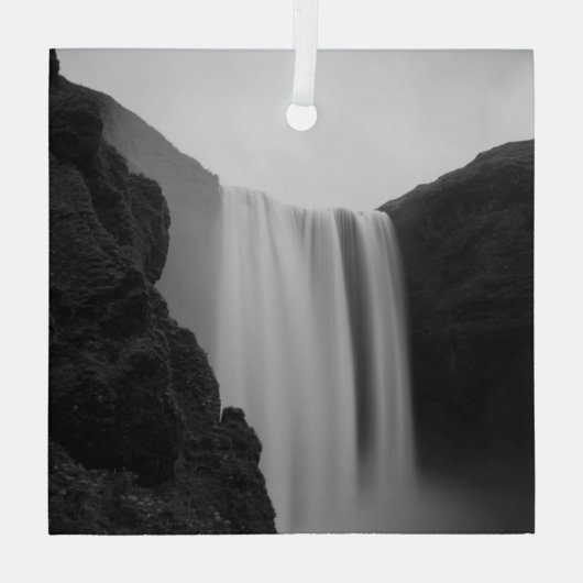 Waterval | Skogafoss Waterfall, IJsland Glas Ornament (Achterkant)