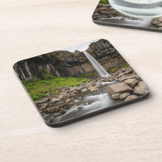 Waterval | Svartifoss Waterfall, IJsland Bier Onderzetter (Linkerzijde)