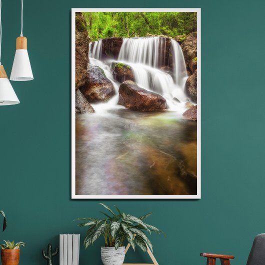 Waterval tijdens de herfst bij de Queimadela Dam Poster