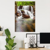 Waterval tijdens de herfst bij de Queimadela Dam Poster (Thuiskantoor)