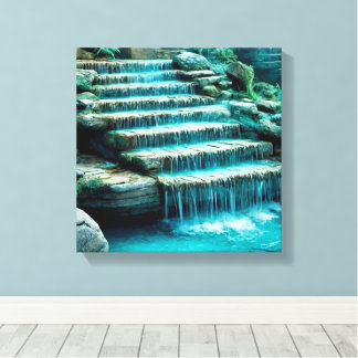 Waterval trappen Canvas muurkunst Afdruk
