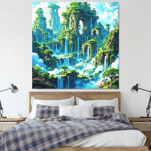 Waterval Tree Kingdom Dream Canvas Afdruk (Insitu (Slaapkamer))