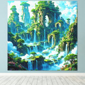 Waterval Tree Kingdom Dream Canvas Afdruk (Insitu (Houten vloer))