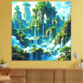 Waterval Tree Kingdom Dream Canvas Afdruk (Insitu (Woonkamer))