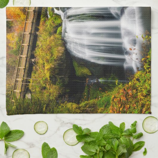 Waterval | Triberg Waterfall, Duitsland Theedoek (Gevouwen)