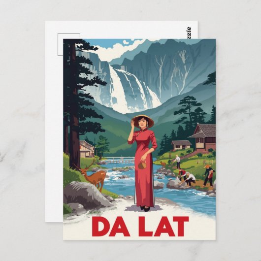 Waterval van Da Lat & Ao Dai Briefkaart (Voorkant / Achterkant)