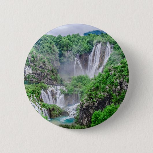 Waterval van de meren van Plitvice Ronde Button 5,7 Cm (Voorkant)