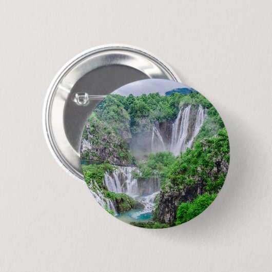 Waterval van de meren van Plitvice Ronde Button 5,7 Cm (Voorkant /achterkant)