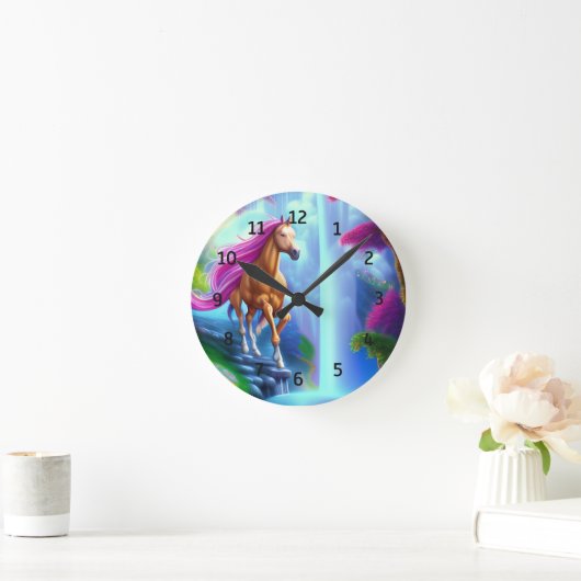 Waterval van magische keizerpaarden ronde klok (Huis)