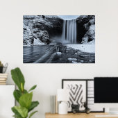 WATERVAL VAN SKÓGAFOSS, IJSLAND - ZWART EN WITTE POSTER (Thuiskantoor)