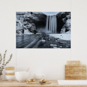 WATERVAL VAN SKÓGAFOSS, IJSLAND - ZWART EN WITTE POSTER (Keuken)