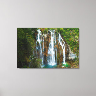Waterval verhoogd zicht, Kroatië Canvas Afdruk