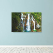 Waterval verhoogd zicht, Kroatië Canvas Afdruk (Insitu (Houten vloer))