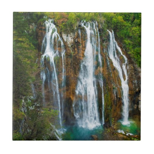 Waterval verhoogd zicht, Kroatië Tegeltje (Voorkant)