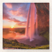 Waterval | Waterval in Seljalandsfoss Glazen Onderzetter (Voorkant)