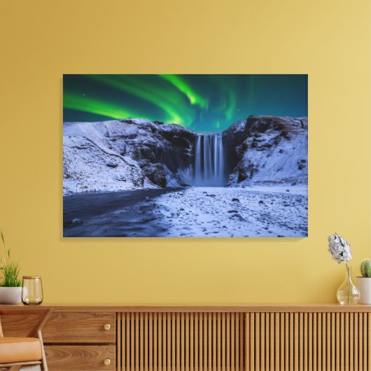 Waterval | Waterval Skógafoss Canvas Afdruk (Insitu (Woonkamer))
