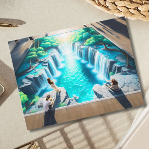 Waterval Wereld Krijt Straatkunst Briefkaart
