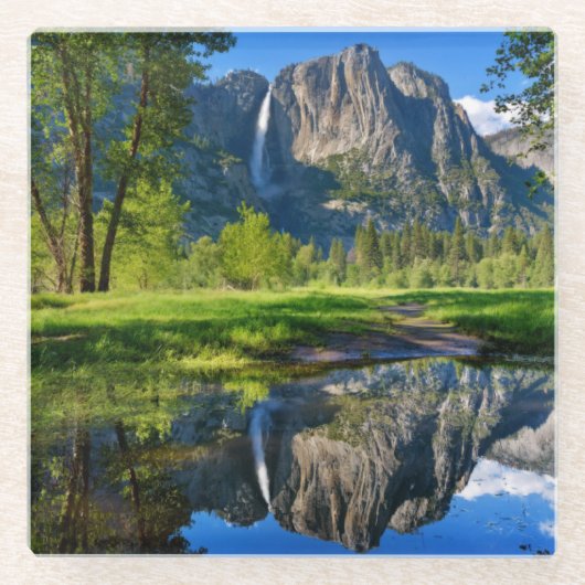 Waterval | Yosemite Herfsten, Californië Glazen Onderzetter (Voorkant)