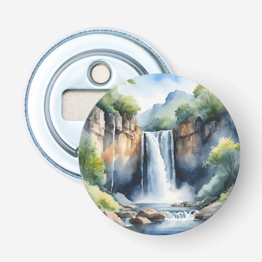 Watervalaingeschilderde waterval button flesopener (Voorkant)