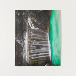 Watervalbedwelmende turkooismeer Jasna, Slo Wandkleed