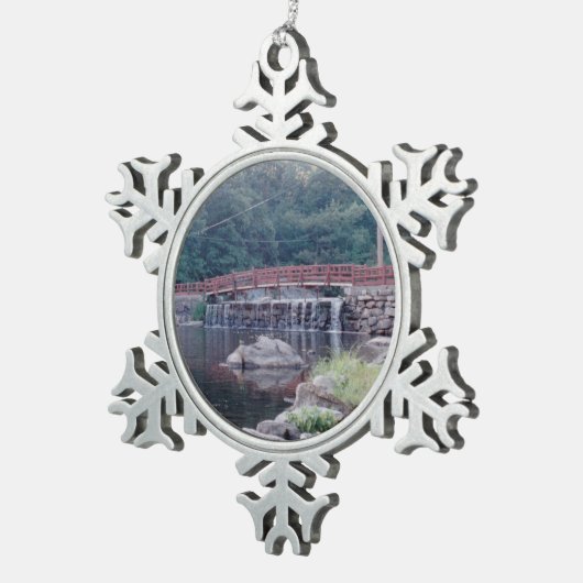 Watervalbrug Tin Sneeuwvlok Ornament (Rechts)