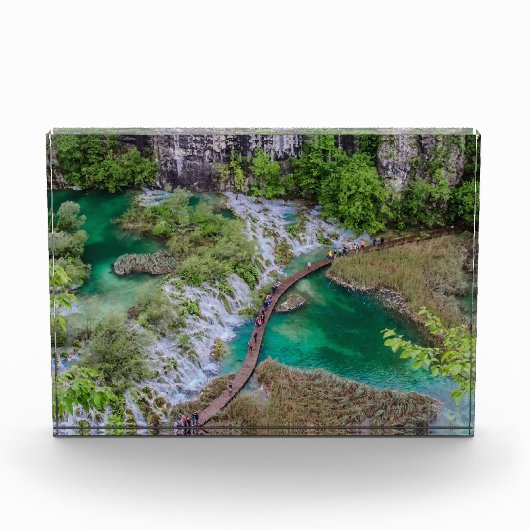 Watervalcascade in het park Plitvice Fotoblokken (Voorkant)