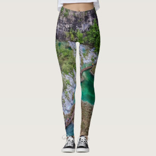 Watervalcascade in het park Plitvice Leggings