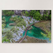 Watervalcascade in het park Plitvice Legpuzzel (Horizontaal)
