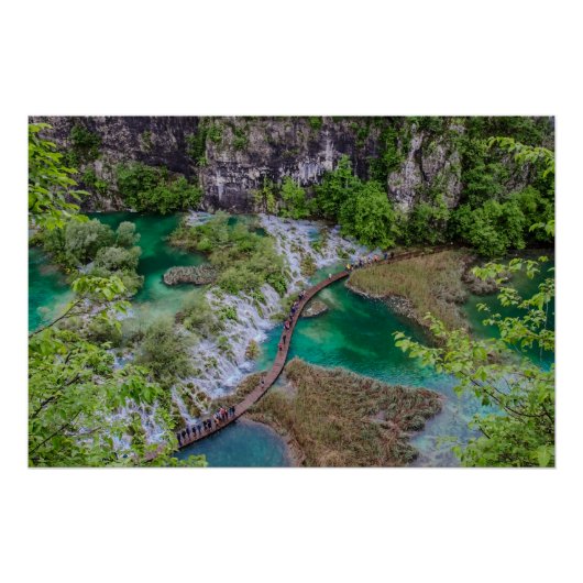 Watervalcascade in het park Plitvice Perfect Poster (Voorkant)