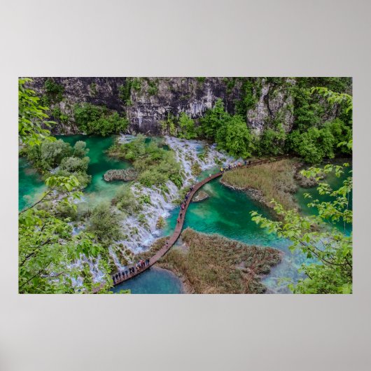 Watervalcascade in het park Plitvice Poster (Voorkant)