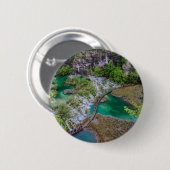 Watervalcascade in het park Plitvice Ronde Button 5,7 Cm (Voorkant /achterkant)