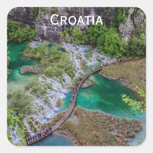 Watervalcascade in het park Plitvice Square St. Vierkante Sticker (Voorkant)