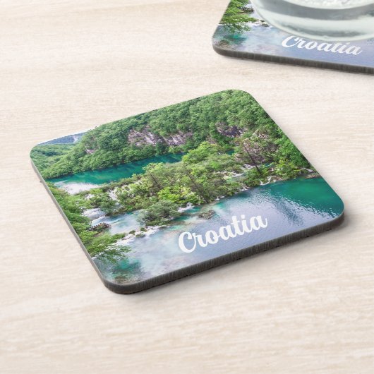 Watervalcascade in Plitvice Lakes Park, Kroatië Bier Onderzetter (Linkerzijde)