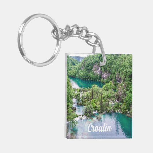 Watervalcascade in Plitvice Lakes Park, Kroatië Sleutelhanger (Voorkant Links)