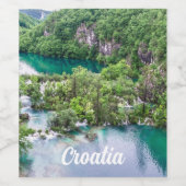 Watervalcascade in Plitvice Lakes Park, Kroatië Wijn Etiket (Enkel label)